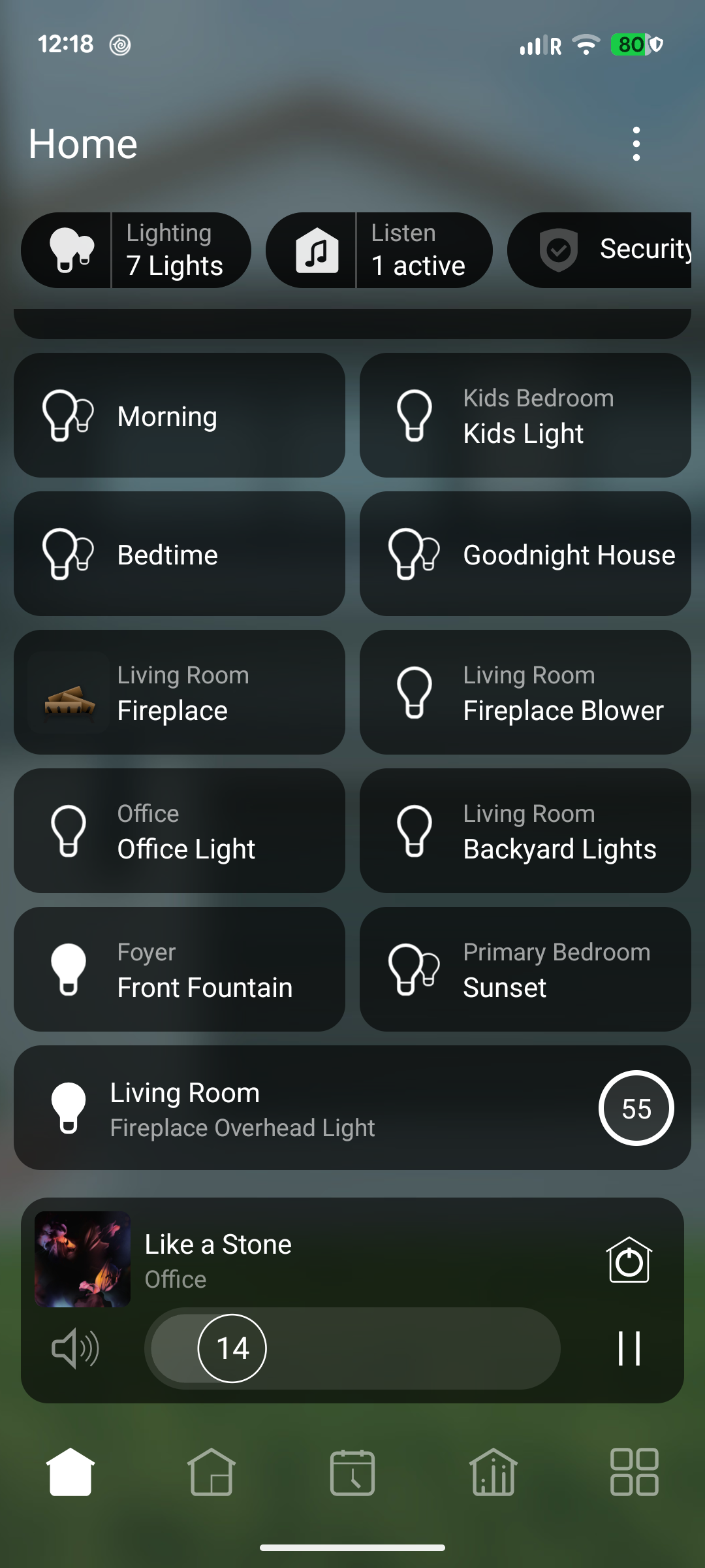 Control4 X4 new Dimmer widget portrait